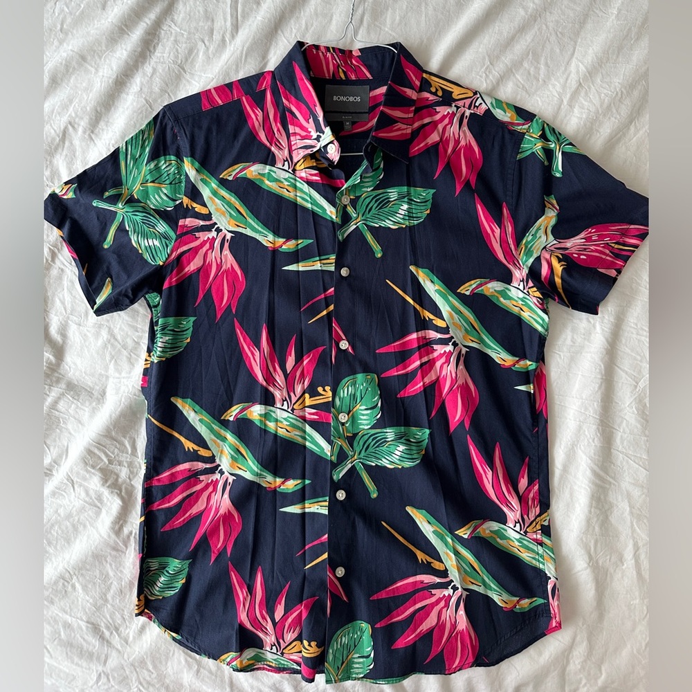Bonobos Tropical Floral Slim Fit Short Sleeve Button-down